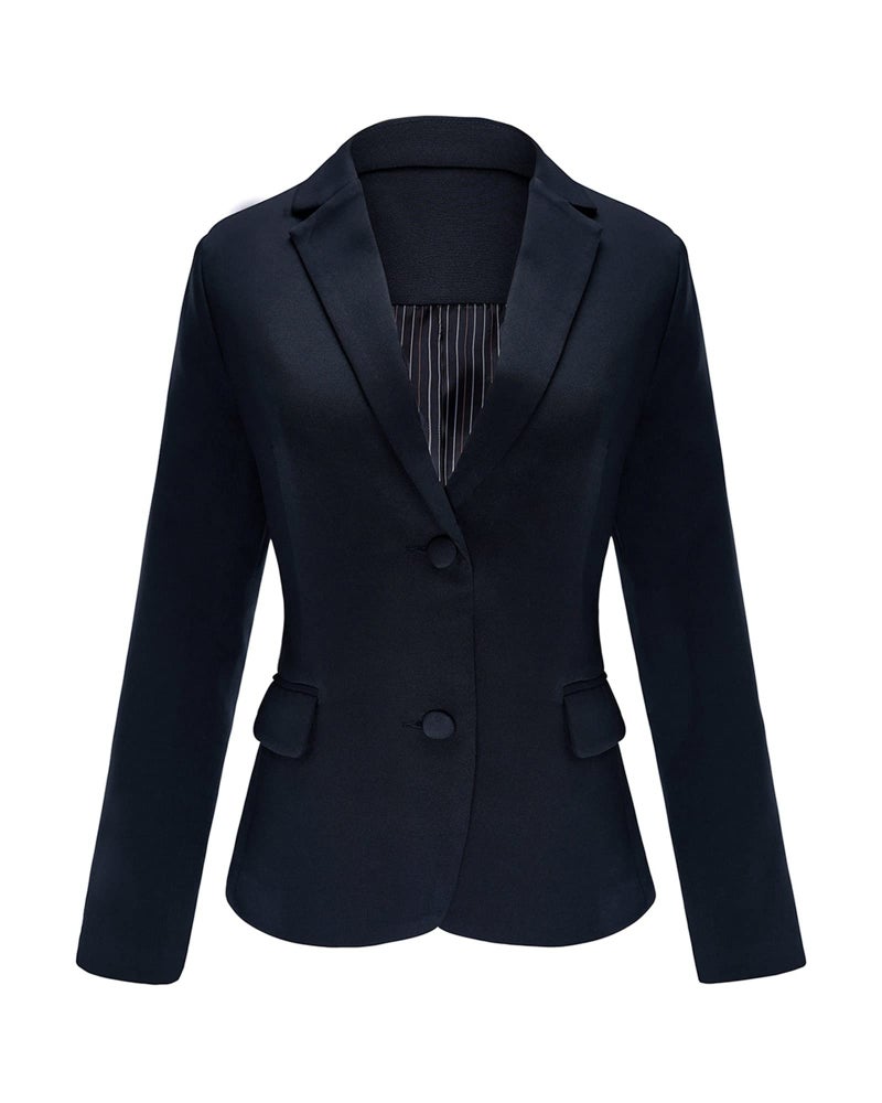 LookbookStore Women Work Blazer Jacket Casual Navy Blue Two Buttons Blazer Plus Size Jacket Suit Plus Size Womens Blazers for Work Professional Suit Jackets Women XXL 20 22 - Image 1